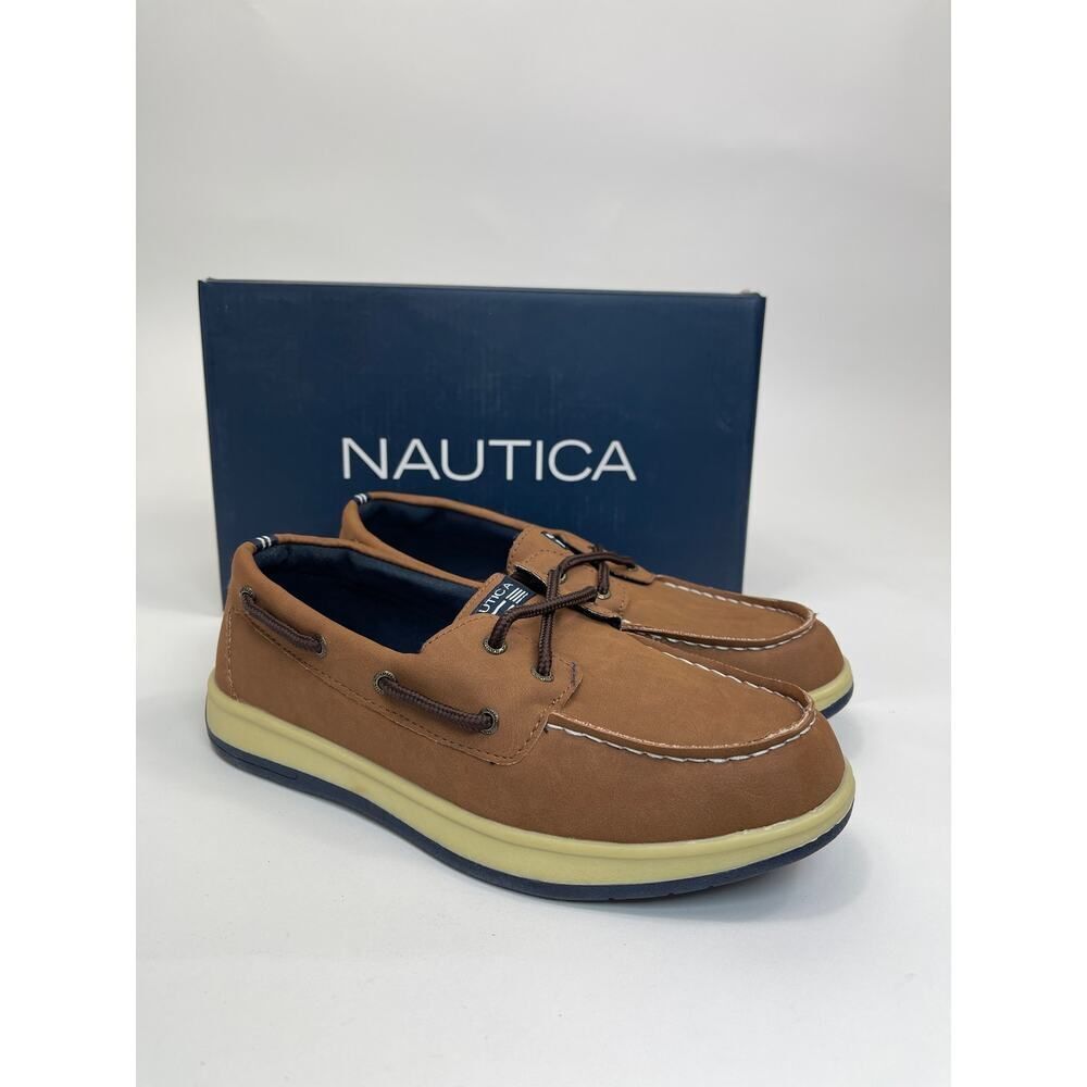 Nautica Teton Youth Lace Up Tan Boat Shoe‎ Size 3